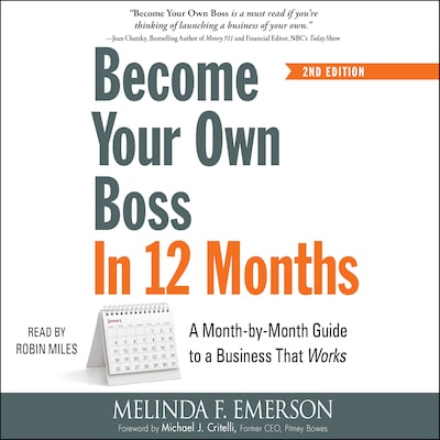 Become Your Own Boss in 12 Months – omslag til lydbogen af Melinda Emerson