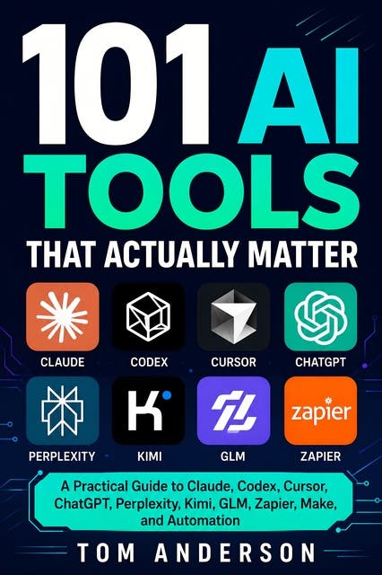 101 AI Tools That Actually Matter: A Practical Guide to Claude, Codex, Cursor, ChatGPT, Perplexity, Kimi, GLM, Zapier, Make, and Automation – omslag til lydbogen af Tom Anderson