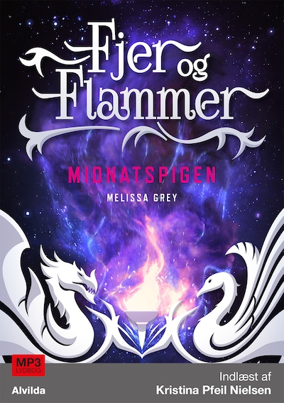 Fjer og flammer 1: Midnatspigen – omslag til lydbogen af Melissa Grey