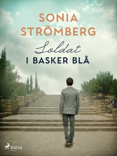 Soldat i basker blå – omslag till ljudboken av Sonia Strömberg