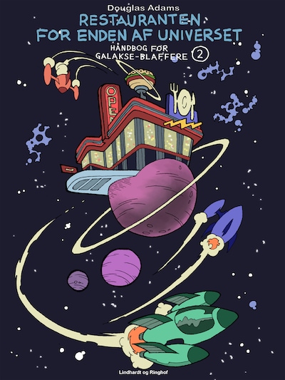 Restauranten for enden af universet – omslag til lydbogen af Douglas Adams