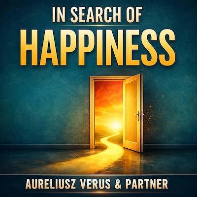 In Search of Happiness – omslag til lydbogen af Aurelius Verus
