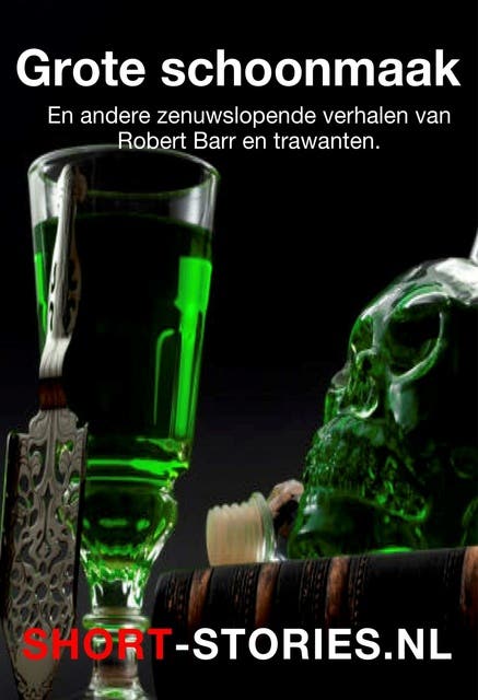 Grote schoonmaak – omslag van het luisterboek van G.R. Sims,Gary Brandner,Georges Simenon,Graham Greene,H. L. Gold,H.P. Lovecraft,Henry Slesar,Robert Barr