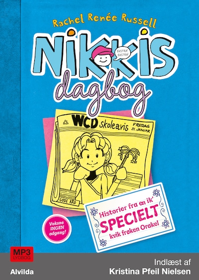 Nikkis dagbog 5: Historier fra en ik' specielt kvik frøken Orakel – omslag til lydbogen af Rachel Renée Russell