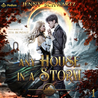 Any House in a Storm – omslag til lydbogen af Jenny Schwartz