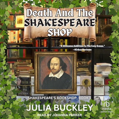 Death and the Shakespeare Shop – omslag til lydbogen af Julia Buckley