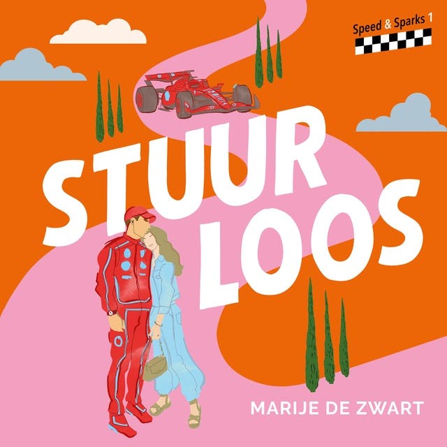Stuurloos: In de snelle Formule 1-wereld moet Ilse kiezen of ze toeschouwer blijft – of zelf het podium pakt – omslag van het luisterboek van Marije de Zwart