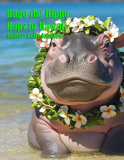 Hugo the Hippo Hops to Hawaii – omslag til lydbogen af Kelly Johnson
