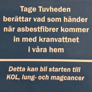 Sanningen om asbest i dricksvattnet: Tage Tuvheden berättar vad som händer när asbestfiber kommer in med kranvattnet i våra hem – omslag till ljudboken av Tage Tuvheden