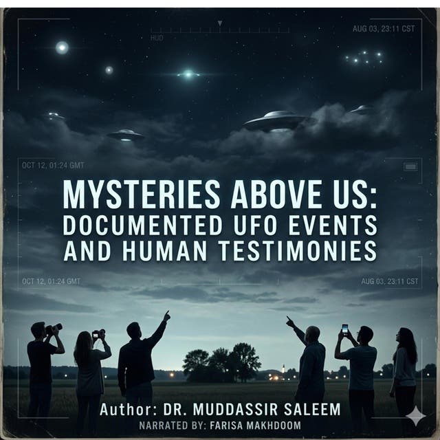 Mysteries Above Us: Documented UFO Events and Human Testimonies: Investigating Alien Sightings, Eyewitness Accounts, and Unexplained Aerial Encounters – omslag til lydbogen af Dr Muddassir Saleem