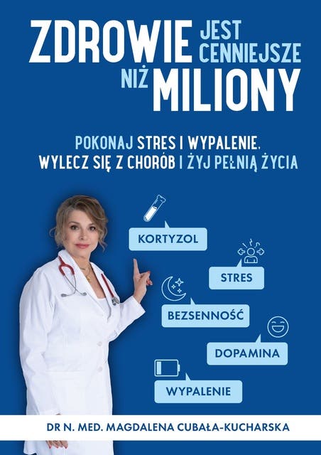 Zdrowie jest cenniejsze niż miliony. Pokonaj stres i wypalenie, wylecz się z chorób i żyj pełnią życia! – okładka audiobooka, autor Dr N Med Magdalena Cubała Kucharska