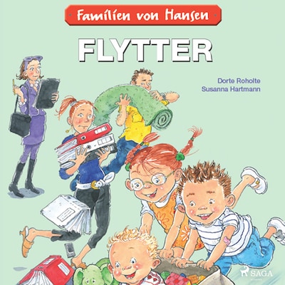 Familien von Hansen flytter – omslag til lydbogen af Dorte Roholte