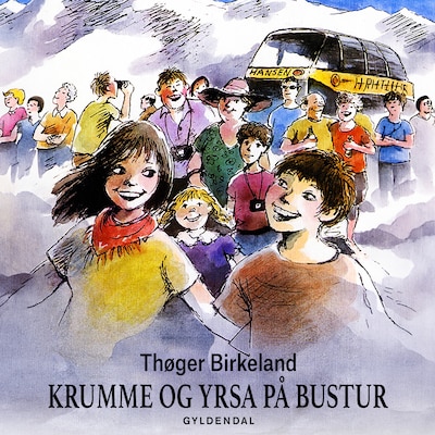 Krumme og Yrsa på bustur – omslag til lydbogen af Thøger Birkeland