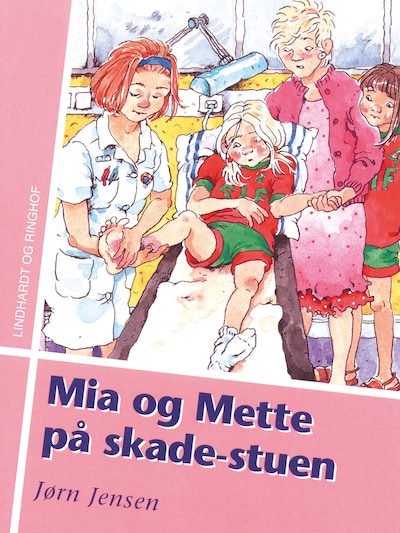 Mia og Mette på skade-stuen – omslag til lydbogen af Jørn Jensen