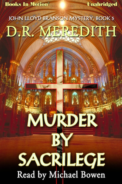 Murder By Sacrilege – omslag til lydbogen af D.R. Meredith