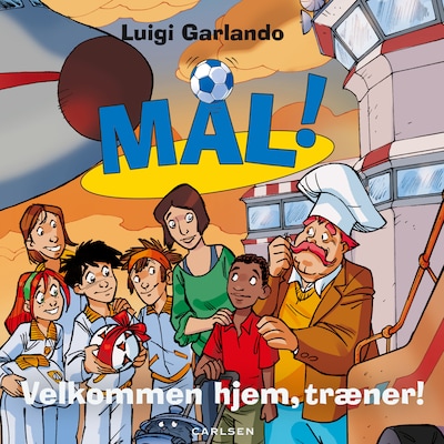 Mål! 17 - Velkommen hjem, træner! – omslag til lydbogen af Luigi Garlando