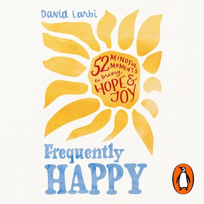 Frequently Happy – omslag til lydbogen af David Larbi