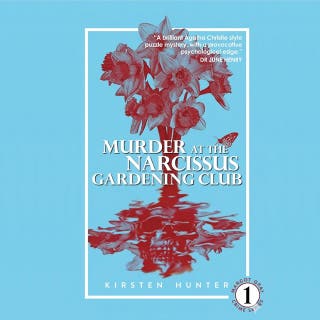 Murder at the Narcissus Gardening Club – omslag till ljudboken av Kirsten Hunter
