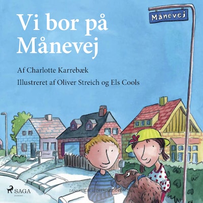 Vi bor på Månevej – omslag til lydbogen af Charlotte Karrebæk