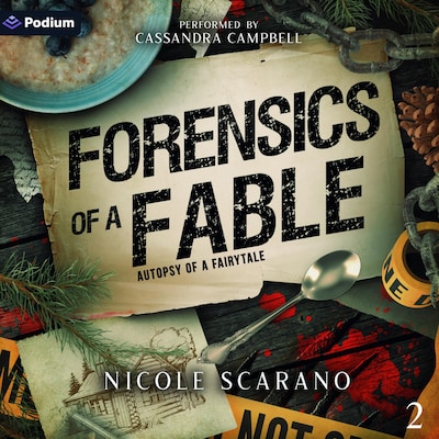 Forensics of a Fable – omslag til lydbogen af Nicole Scarano