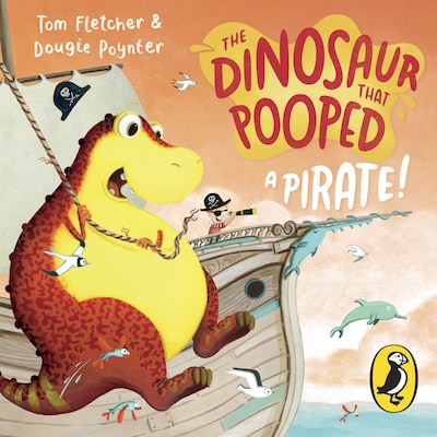 The Dinosaur that Pooped a Pirate! – omslag til lydbogen af Tom Fletcher, Dougie Poynter