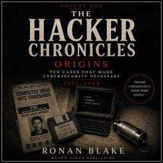 The Hacker Chronicles - Volume 1: Origins: Ten Cases That Made Cybersecurity Necessary, 1971-1998 – omslag till ljudboken av Ronan Blake