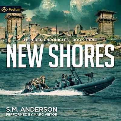 New Shores – omslag til lydbogen af S.M. Anderson