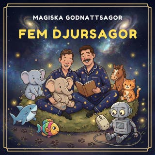Fem djursagor – omslag till ljudboken av Magiska Godnattsagor
