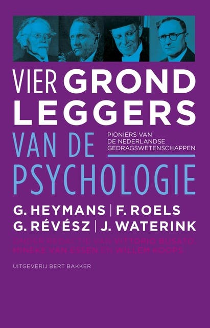 Vier grondleggers van de psychologie – omslag van het luisterboek van F. Roels,G. Heymans,G. Révész,J. Waterink