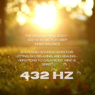 The Healing Frequency – 432 Hz Music for Deep Inner Balance – omslag til lydbogen af Solfeggio Sound Healing Center