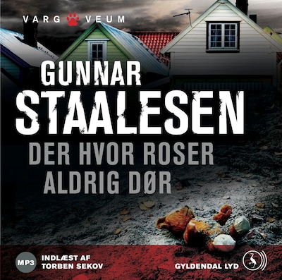 Der hvor roser aldrig dør – omslag til lydbogen af Gunnar Staalesen