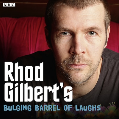Rhod Gilbert's Bulging Barrel Of Laughs – omslag til lydbogen af Rhod Gilbert
