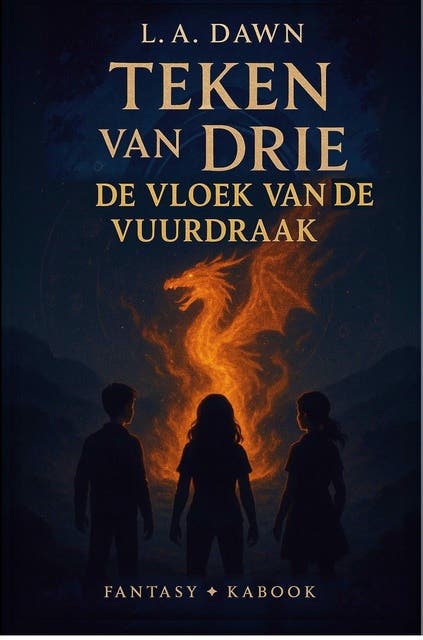 Teken van drie - en de vloek van de vuurdraak – omslag van het luisterboek van L.A. Dawn