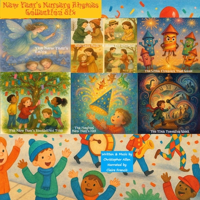 New Year's Nursery Rhymes - Collection Six – omslag til lydbogen af AI Voice Christopher Allen