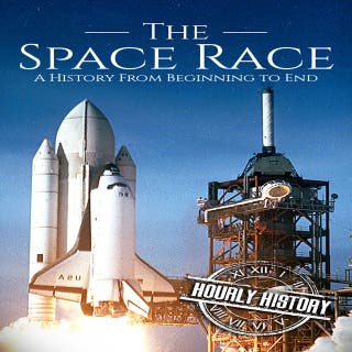 The Space Race: A History from Beginning to End – omslag till ljudboken av Hourly History