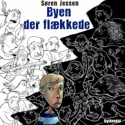 Byen der flækkede – omslag til lydbogen af Søren Jessen