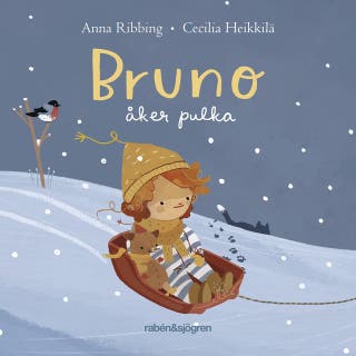 Bruno åker pulka – omslag till ljudboken av Anna Ribbing,Cecilia Heikkilä