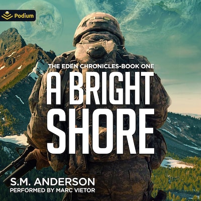A Bright Shore – omslag til lydbogen af S.M. Anderson