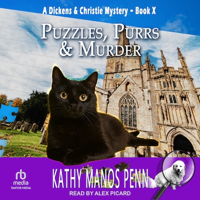 Puzzles, Purrs & Murder – omslag til lydbogen af Kathy Manos Penn