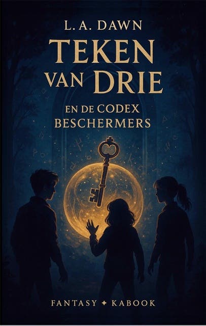 Teken van drie - en de Codex Beschermers – omslag van het luisterboek van L.A. Dawn