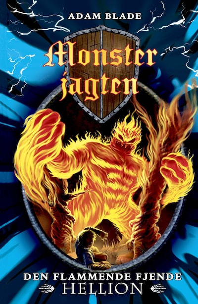 Monsterjagten (38) Den flammende fjende Hellion – omslag til lydbogen af Adam Blade