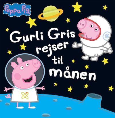 Gurli Gris rejser til månen – omslag til lydbogen af Gurli Gris