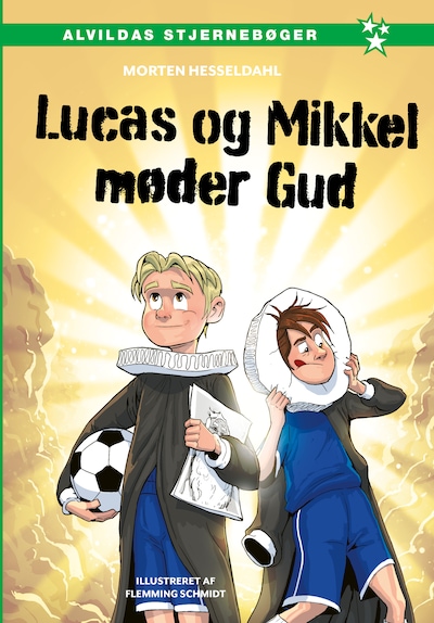 Lucas og Mikkel møder Gud – omslag til lydbogen af Morten Hesseldahl