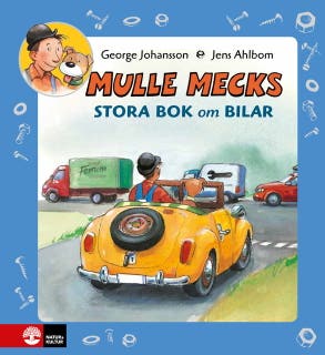Mulle Mecks Stora bok om bilar – omslag till ljudboken av George Johansson