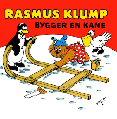 Rasmus Klump bygger en kane – omslag til lydbogen af Carla Og Vilh. Hansen