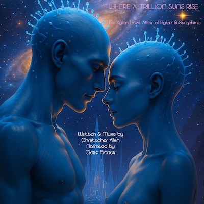 Where a Trillion Suns Rise – omslag til lydbogen af AI Voice Christopher Allen