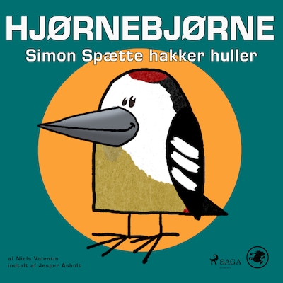 Hjørnebjørne 14 - Simon Spætte hakker huler – omslag til lydbogen af Niels Valentin