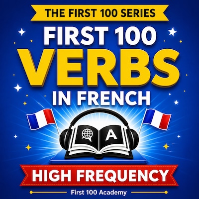 First 100 High Frequency Verbs in French – omslag till ljudboken av First 100 Academy