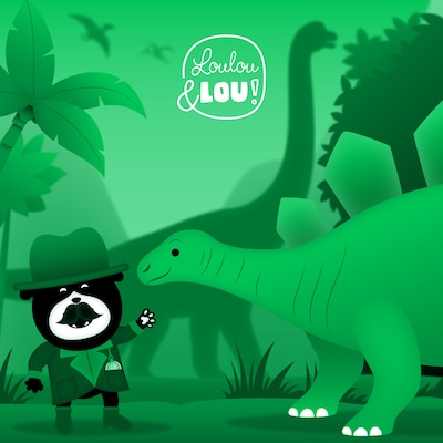 Kapitein Klok: Loulou & Lou tussen de dino's – omslag van het luisterboek van Loulou & Lou