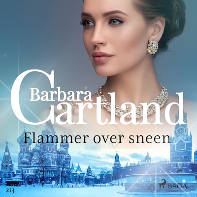 Flammer over sneen – omslag til lydbogen af Barbara Cartland
